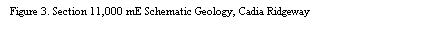 Text Box: Figure 3. Section 11,000 mE Schematic Geology, Cadia Ridgeway